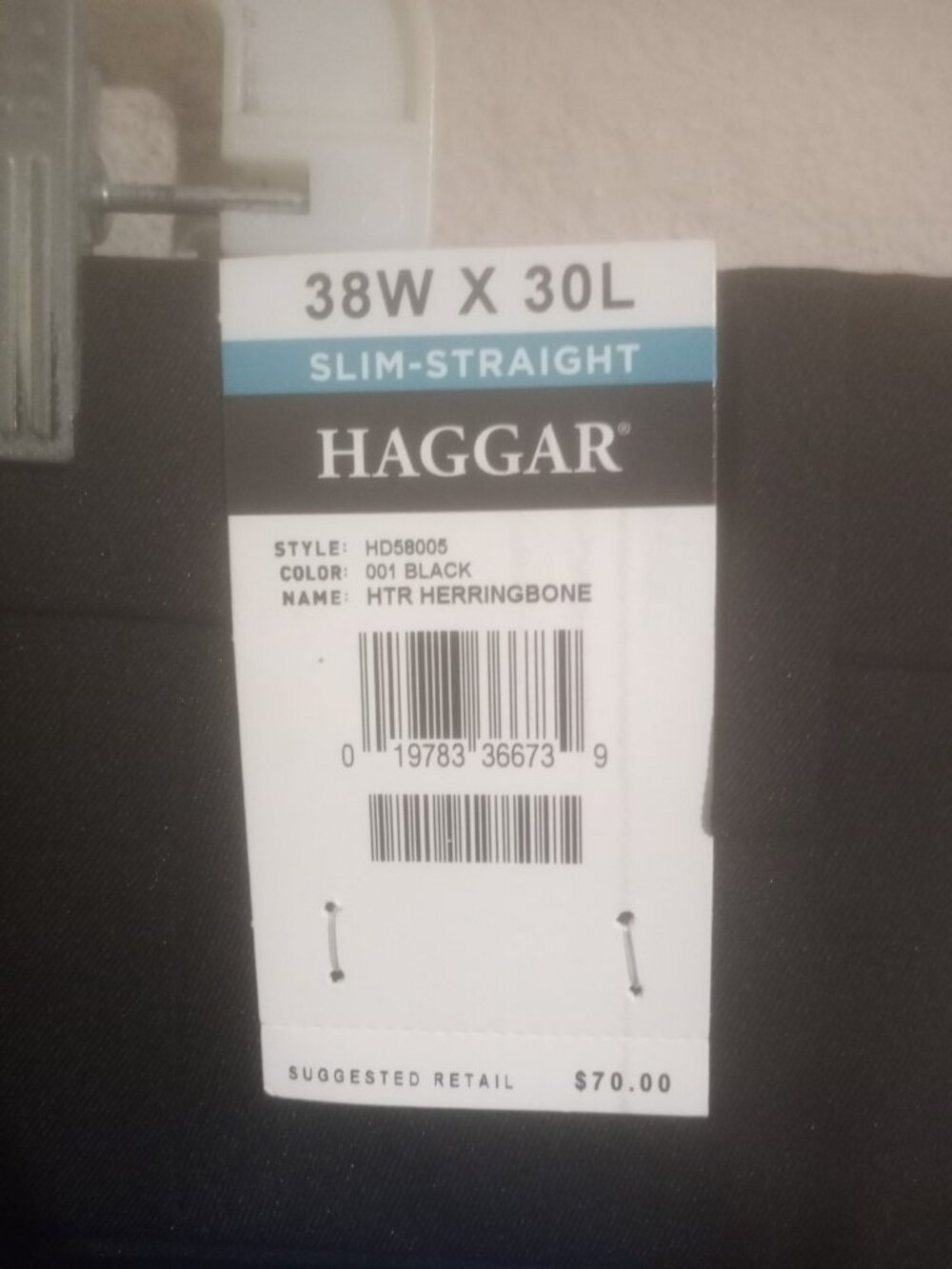 Haggar Men's All Day Comfort Slim-Straight Dress Pants 38x30 Black NWT MSRP $70 - Picture 5 of 10